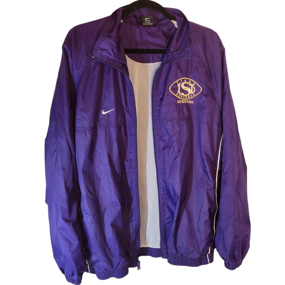 Nike LSU Tigers Football Recruiting Windbreaker Jacket Men’s L Purple Full Zip - Picture 8 of 10
